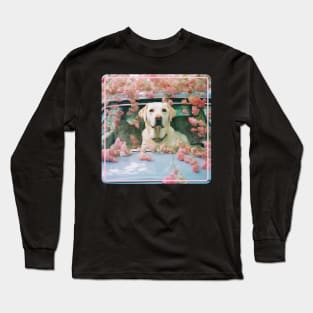 Lovable Dog And Flowers Long Sleeve T-Shirt